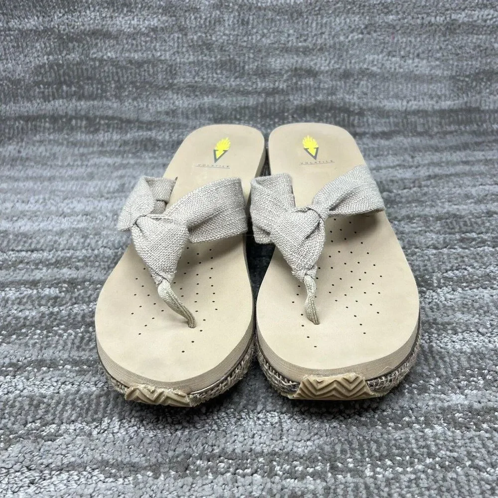 Volatile Women Wedge Flip Flop Thong Platform Espadrilles Sandals Shoes Size 10
